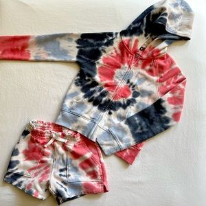 Girls Tie-Dyed Hoodie/Short Set Size Medium